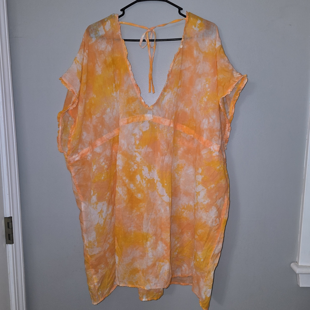 🌟 Aerie Orange Tie Dye Swim Cover-Up - Picture 6 of 7
